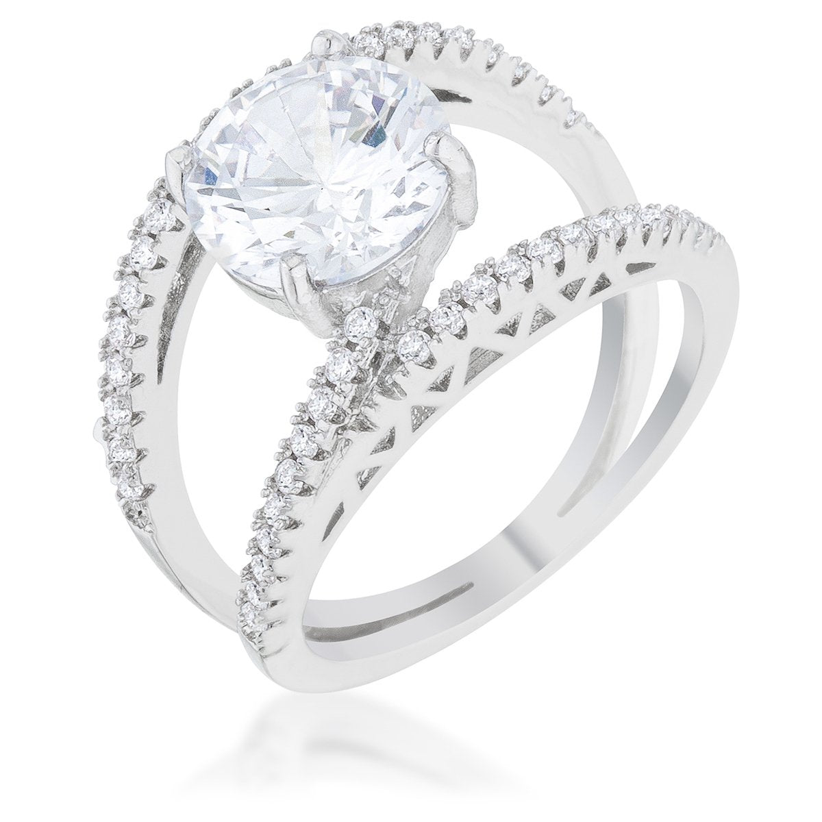 Girana 3ct Clear CZ Rhodium Contemporary Ring - Charming Charlie