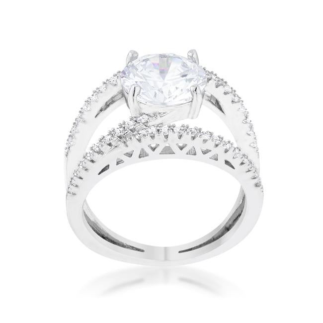 Girana 3ct Clear CZ Rhodium Contemporary Ring - Charming Charlie