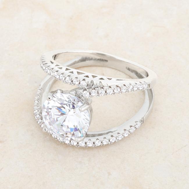 Girana 3ct Clear CZ Rhodium Contemporary Ring - Charming Charlie