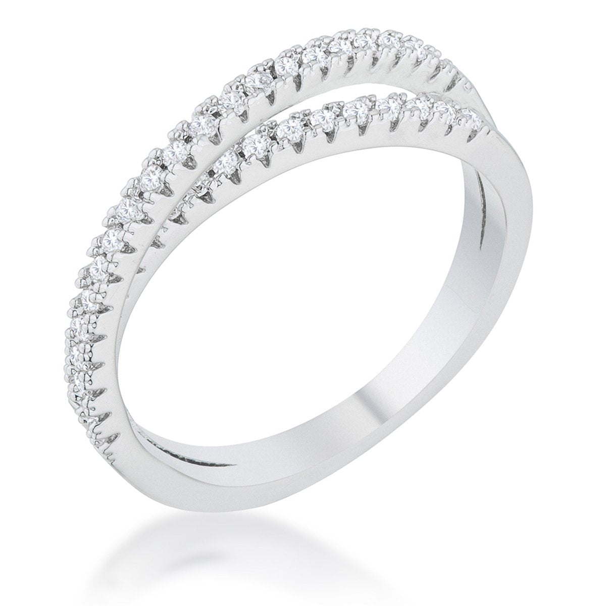 Mara 0.4ct CZ Rhodium Intertwined Simple Ring - Charming Charlie