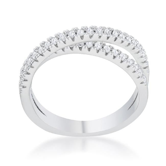 Mara 0.4ct CZ Rhodium Intertwined Simple Ring - Charming Charlie