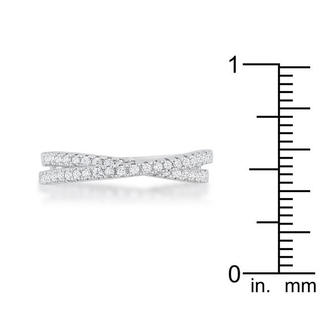 Mara 0.4ct CZ Rhodium Intertwined Simple Ring - Charming Charlie