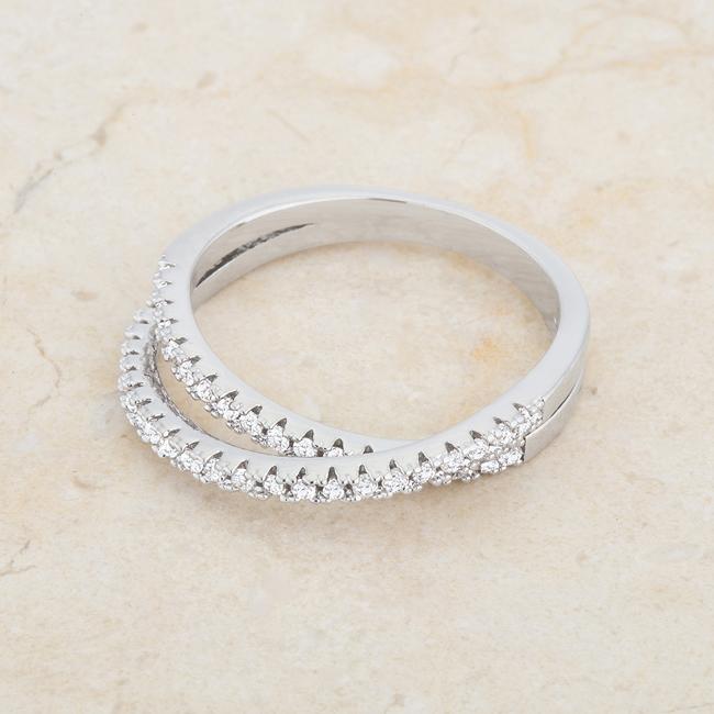 Mara 0.4ct CZ Rhodium Intertwined Simple Ring - Charming Charlie