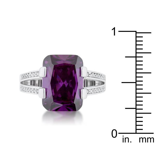 Rema 8.6ct Amethyst CZ Rhodium Emerald Classic Cocktail Ring - Charming Charlie