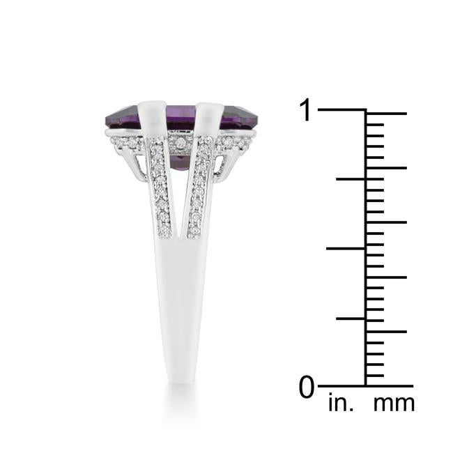 Rema 8.6ct Amethyst CZ Rhodium Emerald Classic Cocktail Ring - Charming Charlie