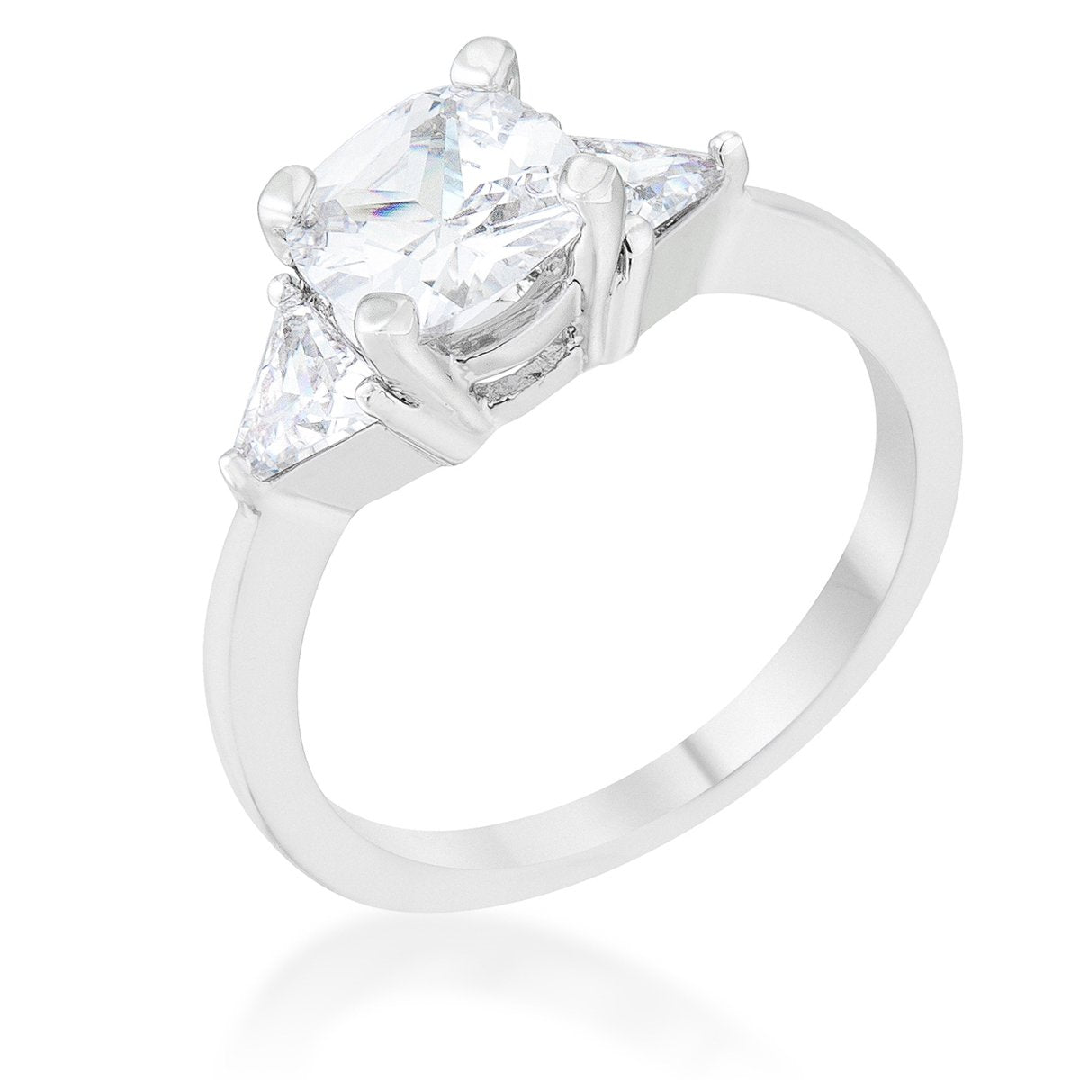 Shonda 1.8ct Clear CZ Rhodium Cushion Classic Statement Ring - Charming Charlie