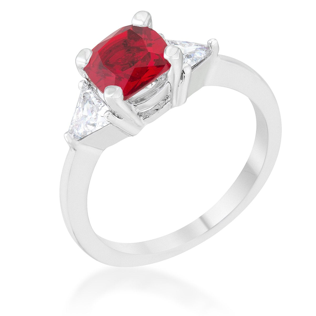 Shonda 1.8ct Garnet CZ Rhodium Cushion Classic Statement Ring - Charming Charlie