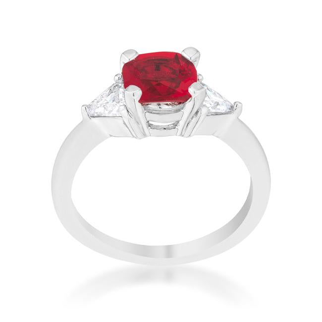 Shonda 1.8ct Garnet CZ Rhodium Cushion Classic Statement Ring - Charming Charlie