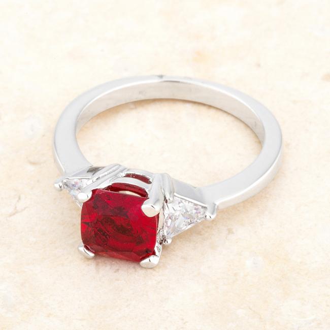 Shonda 1.8ct Garnet CZ Rhodium Cushion Classic Statement Ring - Charming Charlie