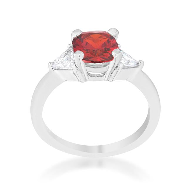 Shonda 1.8ct Ruby CZ Rhodium Cushion Classic Statement Ring - Charming Charlie