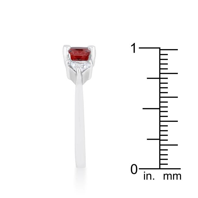 Shonda 1.8ct Ruby CZ Rhodium Cushion Classic Statement Ring - Charming Charlie