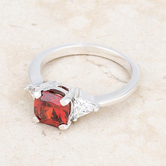 Shonda 1.8ct Ruby CZ Rhodium Cushion Classic Statement Ring - Charming Charlie