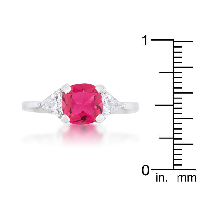 Shonda 1.8ct Fuchsia CZ Rhodium Cushion Classic Statement Ring - Charming Charlie