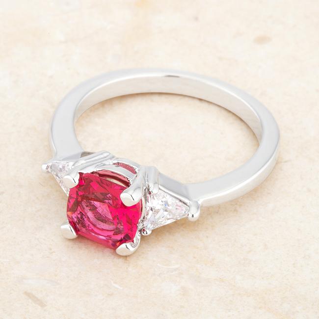 Shonda 1.8ct Fuchsia CZ Rhodium Cushion Classic Statement Ring - Charming Charlie