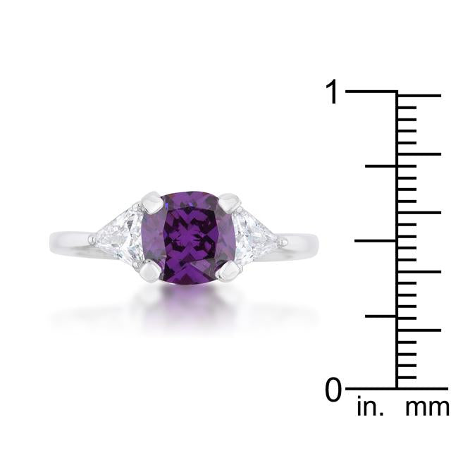 Shonda 1.8ct Amethyst CZ Rhodium Cushion Classic Statement Ring - Charming Charlie