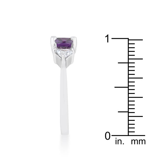 Shonda 1.8ct Amethyst CZ Rhodium Cushion Classic Statement Ring - Charming Charlie