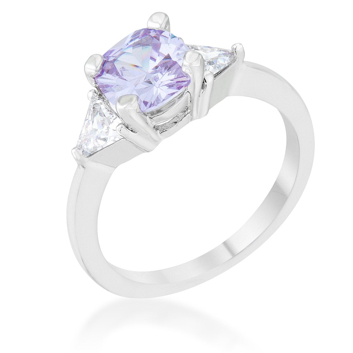 Shonda 1.8ct Lavender CZ Rhodium Cushion Classic Statement Ring - Charming Charlie