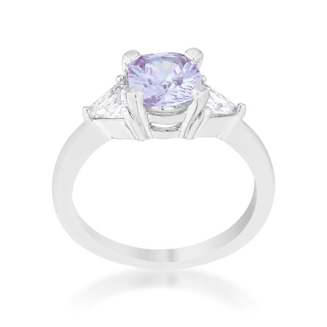 Shonda 1.8ct Lavender CZ Rhodium Cushion Classic Statement Ring - Charming Charlie