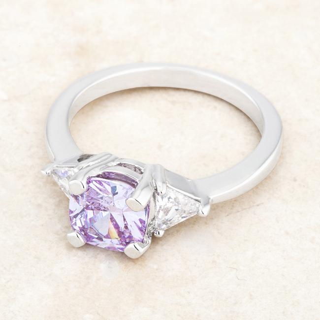 Shonda 1.8ct Lavender CZ Rhodium Cushion Classic Statement Ring - Charming Charlie