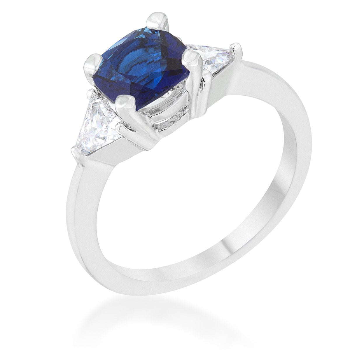 Shonda 1.8ct Sapphire CZ Rhodium Cushion Classic Statement Ring - Charming Charlie