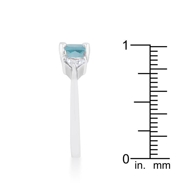 Shonda 1.8ct Blue Topaz CZ Rhodium Cushion Classic Statement Ring - Charming Charlie