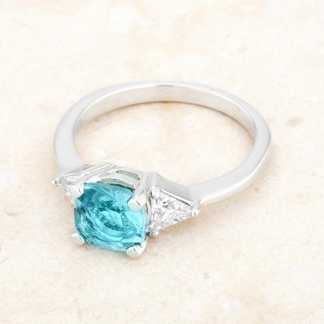 Shonda 1.8ct Blue Topaz CZ Rhodium Cushion Classic Statement Ring - Charming Charlie