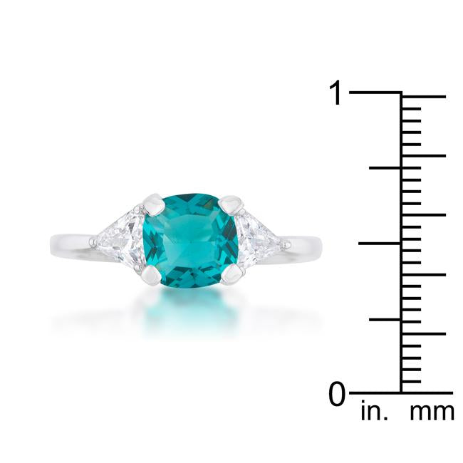 Shonda 1.8ct Aqua CZ Rhodium Cushion Classic Statement Ring - Charming Charlie