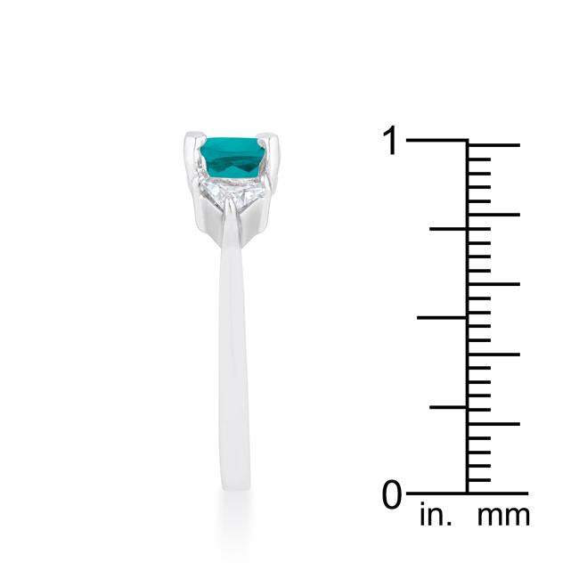 Shonda 1.8ct Aqua CZ Rhodium Cushion Classic Statement Ring - Charming Charlie
