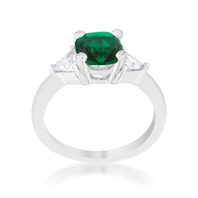 Shonda 1.8ct Emerald CZ Rhodium Cushion Classic Statement Ring - Charming Charlie