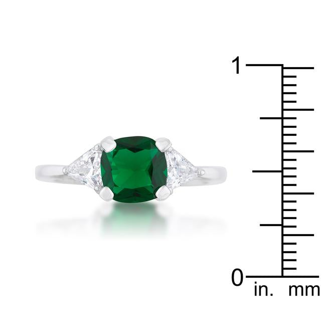 Shonda 1.8ct Emerald CZ Rhodium Cushion Classic Statement Ring - Charming Charlie