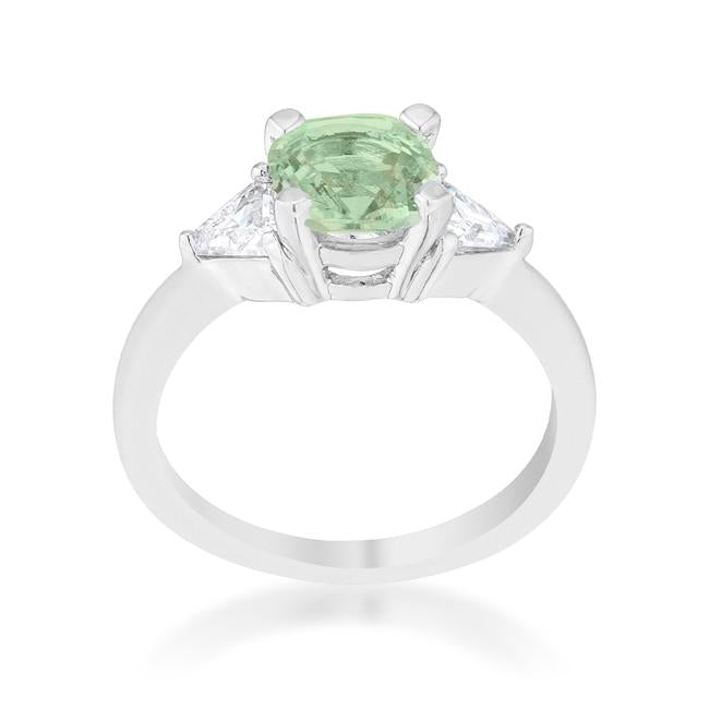 Shonda 1.8ct Peridot CZ Rhodium Cushion Classic Statement Ring - Charming Charlie