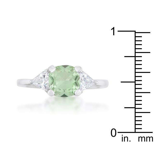 Shonda 1.8ct Peridot CZ Rhodium Cushion Classic Statement Ring - Charming Charlie