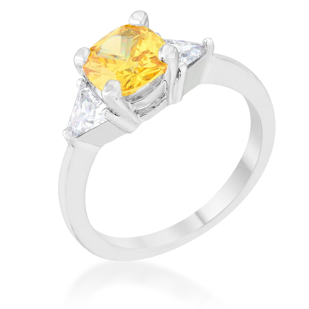 Shonda 1.8ct Canary CZ Rhodium Cushion Classic Statement Ring - Charming Charlie