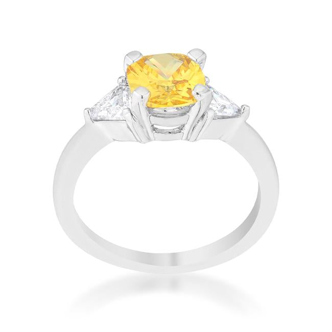 Shonda 1.8ct Canary CZ Rhodium Cushion Classic Statement Ring - Charming Charlie