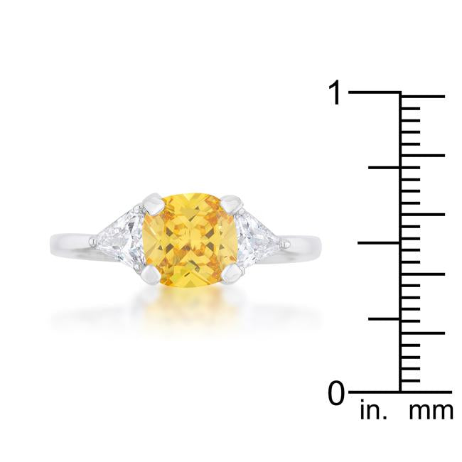 Shonda 1.8ct Canary CZ Rhodium Cushion Classic Statement Ring - Charming Charlie
