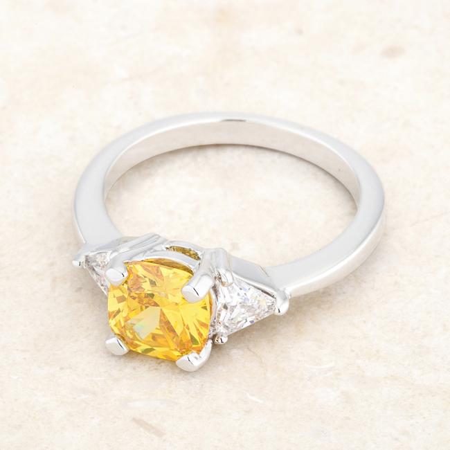 Shonda 1.8ct Canary CZ Rhodium Cushion Classic Statement Ring - Charming Charlie