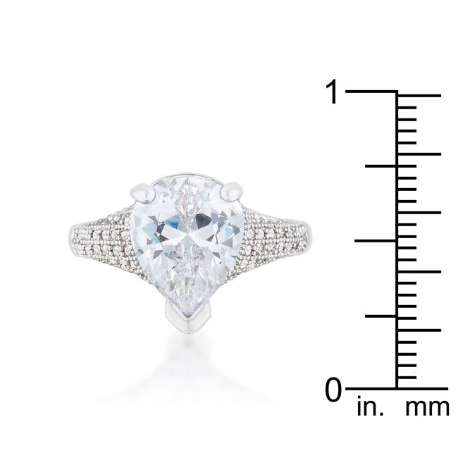 Rhyne 5.8ct CZ Rhodium Pear Cocktail Ring - Charming Charlie