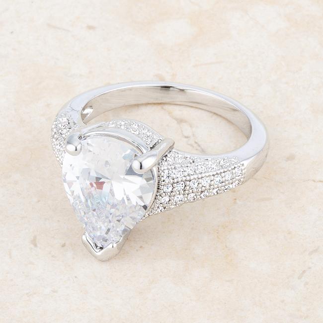 Rhyne 5.8ct CZ Rhodium Pear Cocktail Ring - Charming Charlie