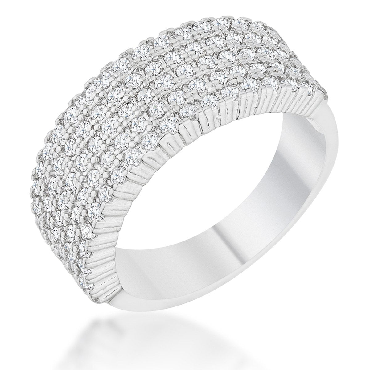 Gwen 1ct CZ Rhodium Wide Ring - Charming Charlie