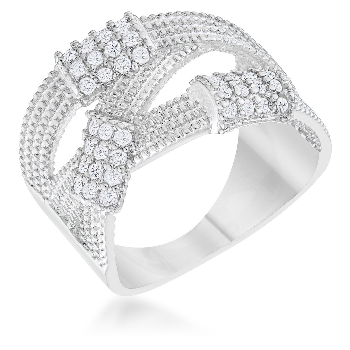 Peyton 0.36ct CZ Rhodium Wide Cable Statement Ring - Charming Charlie