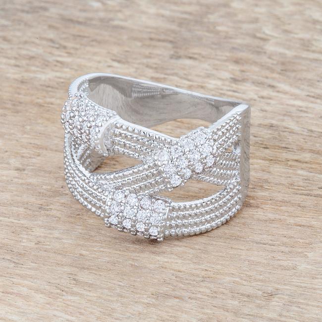 Peyton 0.36ct CZ Rhodium Wide Cable Statement Ring - Charming Charlie