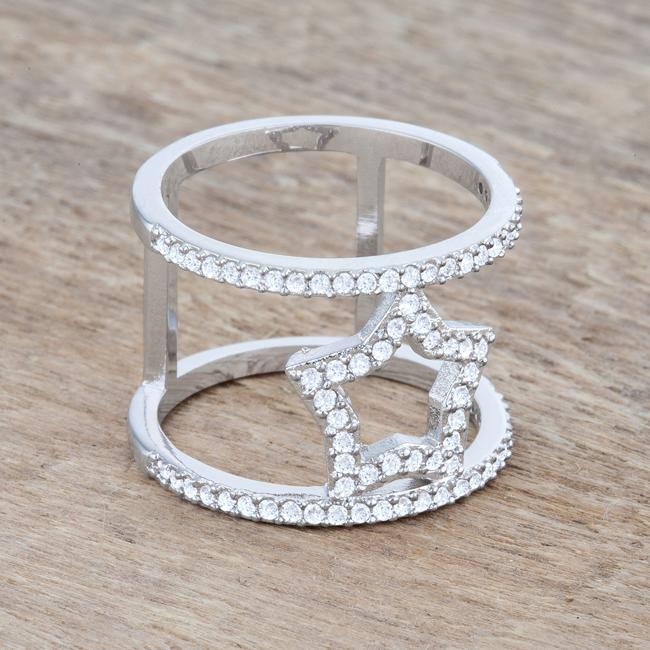 Nailey 0.75ct CZ Rhodium Star Contemporary Ring - Charming Charlie