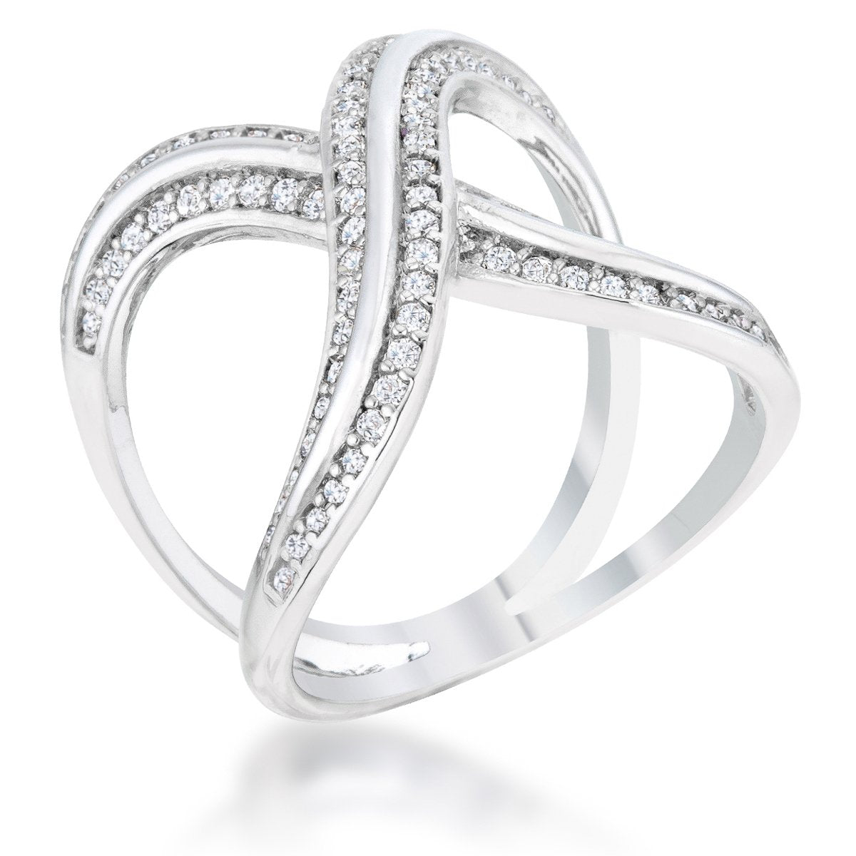 Christa 0.4ct CZ Rhodium Pave X Ring - Charming Charlie