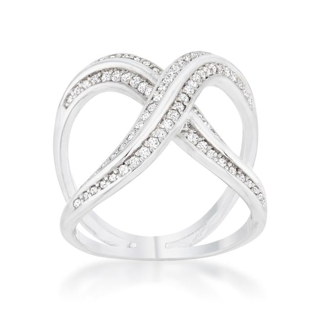 Christa 0.4ct CZ Rhodium Pave X Ring - Charming Charlie