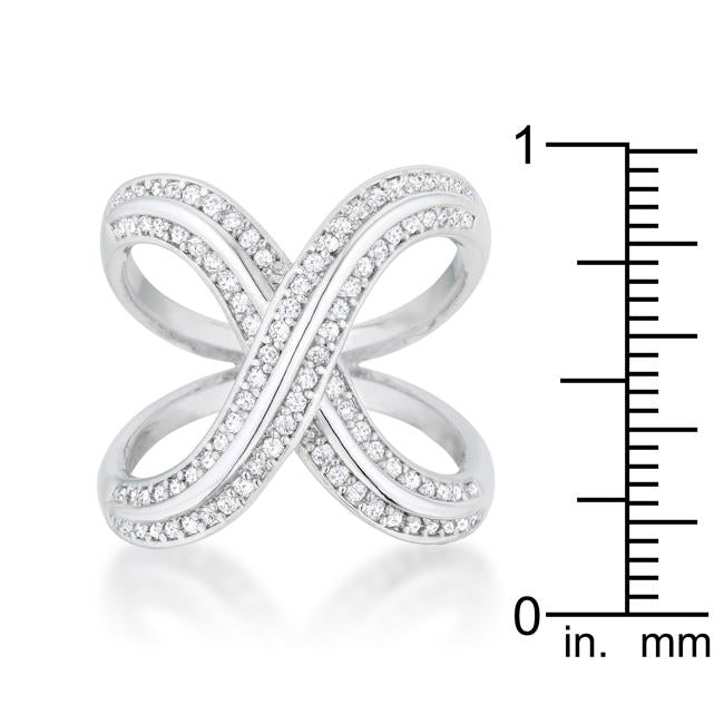 Christa 0.4ct CZ Rhodium Pave X Ring - Charming Charlie