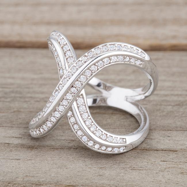 Christa 0.4ct CZ Rhodium Pave X Ring - Charming Charlie