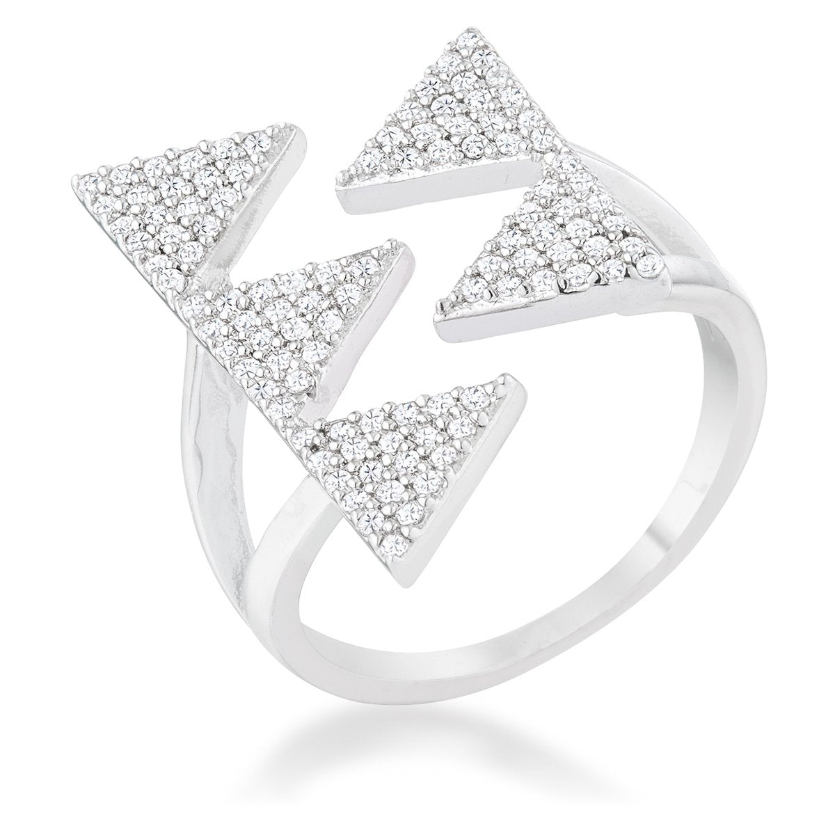Nori 0.63ct CZ Rhodium Geometric Contemporary Ring - Charming Charlie