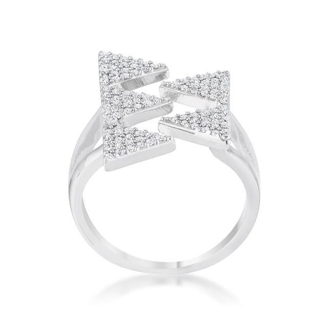 Nori 0.63ct CZ Rhodium Geometric Contemporary Ring - Charming Charlie