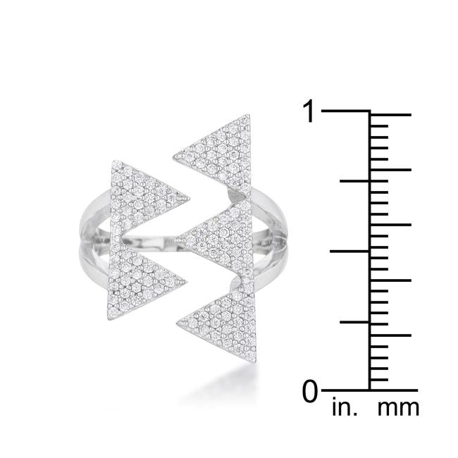 Nori 0.63ct CZ Rhodium Geometric Contemporary Ring - Charming Charlie