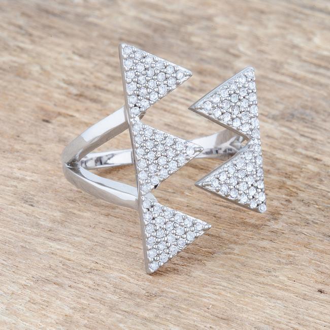 Nori 0.63ct CZ Rhodium Geometric Contemporary Ring - Charming Charlie